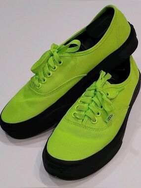 Vans Neon Lime Canvas Lace-Up Sneakers Sz 10 Men
